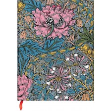 Тефтер Paperblanks Morris Pink Honeysuckle - 13 x 18 cm, 72 листа, с широки редове -1