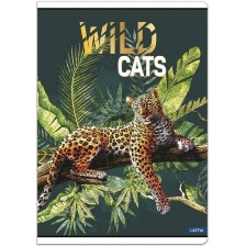 Тетрадка Lastva Wild Cats - А5, 52 листа, широки редове, с 2 полета, асортимент