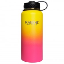 Термос Kanche - пътувай с мен, жълто и розово, 960 ml