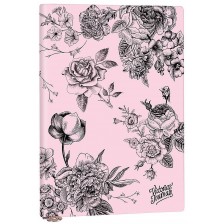 Тефтер Victoria's Journals Florals - Розово и черно, пластична корица, А5 -1