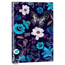 Тефтер Victoria's Journals Florals - Сини цветя, пластична корица, на редове, 96 листа, А6 -1