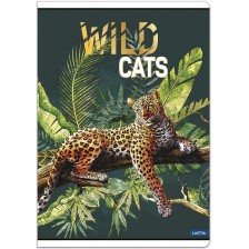 Тетрадка Lastva Wild Cats - А4, 52 листа, широки редове, с 2 полета, асортимент