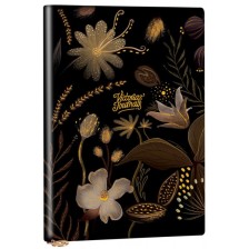 Тефтер Victoria's Journals Florals - Златисто и черно, пластична корица, на точки, 96 листа, А5 -1