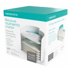 Торбички за съхранение на кърма Nanobebe - 25 х 150 ml