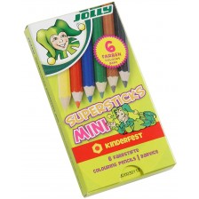 Цветни моливи Jolly Kinderfest - къси, 6 цвята
