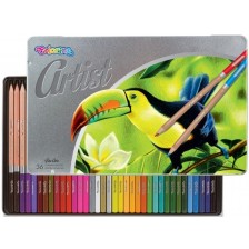 Цветни моливи Colorino Artist - в метална кутия, 36 цвята -1