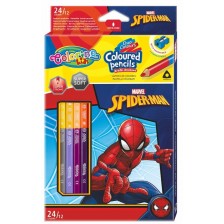 Цветни моливи Colorino - Marvel Spider-Man, 24 цвята и острилка