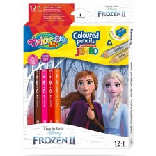 Цветни моливи Colorino Disney Frozen II Jumbo, 12 + 1 цвята и острилка -1