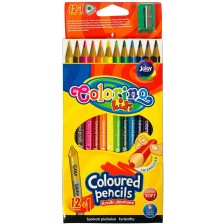 Цветни моливи Colorino Kids - триъгълни, с острилка, 12 цвята