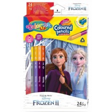Цветни двувърхи моливи Colorino Disney - Frozen II, 24 + острилка -1