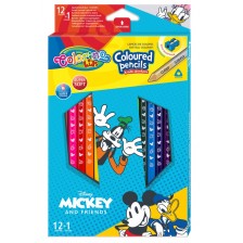 Цветни моливи Colorino Disney - Mickey and Friends, 12 + 1 цвята и острилка -1