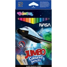 Цветни моливи Colorino - Jumbo Nasa, 12 цвята -1