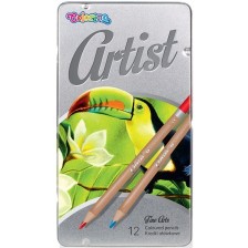 Цветни моливи Colorino Artist - в метална кутия, 12 цвята -1