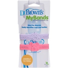 Цветни гривни за шише Dr. Brown's - Розова и лилава, 2 броя -1
