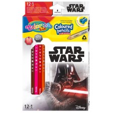 Цветни моливи Colorino - Marvel Star Wars, 12 + 1 цвята и острилка -1