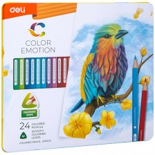 Цветни моливи Deli Color Emotion - EC00225, 24 цвята, в кутия