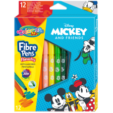 Цветни флумастери Colorino Disney - Mickey and Friends, 12 цвята