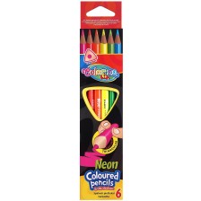 Цветни моливи Colorino Kids - 6 цвята, неон