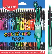 Цветни моливи Maped Color Peps - Monster, 24 цвята