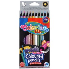 Цветни моливи Colorino Kids - металик, 10 цвята