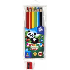 Цветни моливи Astra - 6 цвята + острилка подарък -1