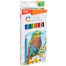 Цветни моливи Deli Color Emotion - EC00200, 12 цвята