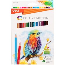 Цветни моливи Deli Color Emotion - EC00210, 18 цвята