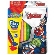 Цветни флумастери Colorino - Marvel Avengers, 12 цвята -1