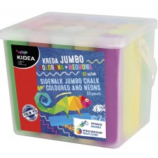 Цветни тебешири Kidea Jumbo - 20 броя, в кофичка