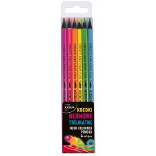 Цветни моливи в неонови цветове Kidea - 6 цвята -1