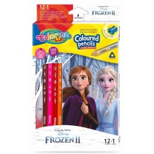 Цветни моливи Colorino Disney - Frozen II, 12 + 1 цвята и острилка -1
