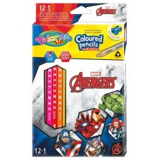 Цветни моливи Colorino - Marvel Avengers, 12 + 1 цвята и острилка -1