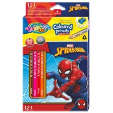 Цветни моливи Colorino - Marvel Spider-Man, 12 + 1 цвята и острилка