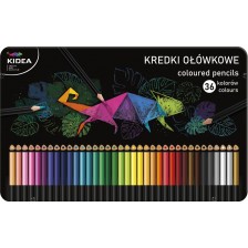 Цветни моливи Kidea - 36 цвята, в метална кутия 