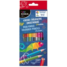 Цветни моливи Kidea - 12 броя, 24 цвята, двувърхи -1