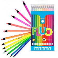 Цветни моливи Mitama - Fluo, 12 цвята -1