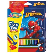 Цветни флумастери Colorino - Marvel Spider-Man, 12 цвята