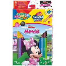Цветни моливи Colorino Disney - Junior Minnie, 24 цвята с острилка
