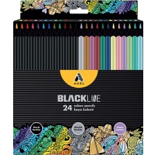 Цветни моливи Adel - BlackLine, 24 цвята