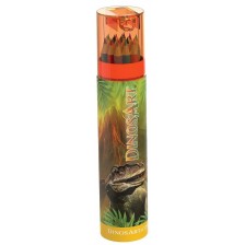 Цветни моливи с моливник и острилка DinosArt - Динозаври, асортимент -1