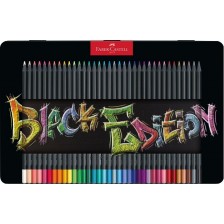 Цветни моливи Faber-Castell Black Edition - 36 цвята, метална кутия -1