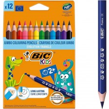 Цветни моливи BIC JUMBO - Ecolutions, триъгълни, 12 цвята -1