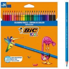 Цветни моливи BIC Kids - Tropicolors, 24 цвята