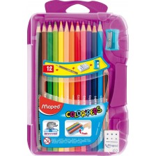 Цветни моливи Maped Color Peps - 12 цвята, лилава кутия -1