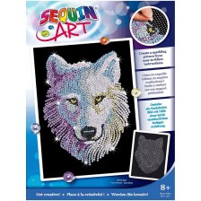 Творчески комплект KSG Crafts - Изкуство с пайети, Бял вълк