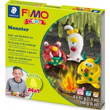 Кoомплекткт глина Staedtler Fimo - Kids, 4 x 42g, Monster