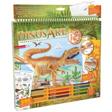 Творческа книга с шаблони и стикери DinosArt - Динозаври