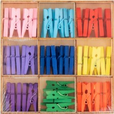 Творчески комплект Grafix Craft Sensations - дървени мини щипки, жълти, сини, 54 броя -1