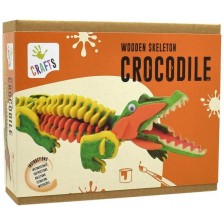 Творчески комплект Andreu Toys - Дървен 3D пъзел, Скелет на крокодил -1