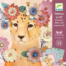 Творчески комплект Djeco - Направи си сам картини с текстилни цветя -1